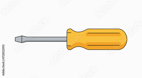 Essential Yellow Handle Flat-Blade Screwdriver Illustration for Repair & DIY Projects