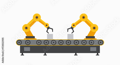 Robotic Automation: Dynamic Industrial Arms on a Production Conveyor