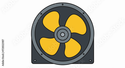 Circular Ventilation Fan with Yellow Blades Icon Design