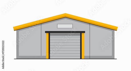 Clean Front View of a Modern Industrial Warehouse Building Vector Illustration