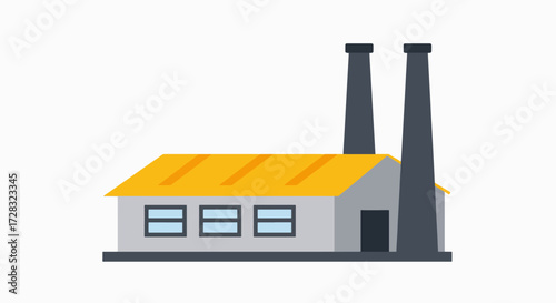 Modern Flat Design Industrial Factory Building Icon