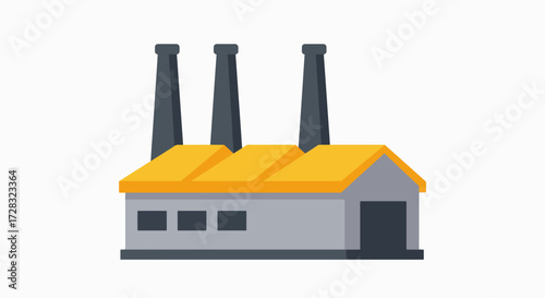 Modern Industrial Factory Icon - Simple Production Plant Vector Illustration