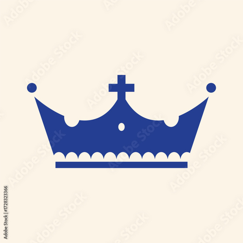 Elegant blue crown symbol of royalty and power on a neutral background, perfect for luxury branding and regal themes