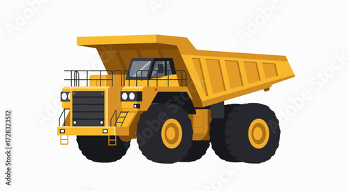 Industrial Powerhouse: Giant Yellow Construction Dump Truck Isolated Vector Illustration