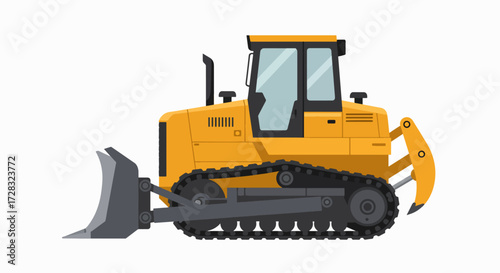 Vivid Yellow Bulldozer: Heavy Construction Earthmover Illustration
