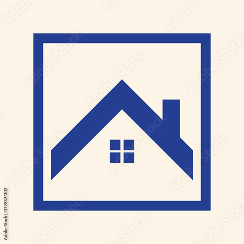 Modern blue house logo icon symbolizing homeownership, real estate, and property investment opportunities.