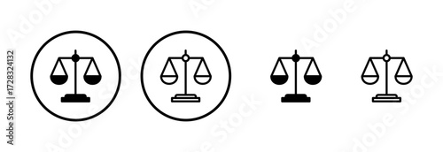 Scales icon logo design. Law scale icon. Justice sign and symbol