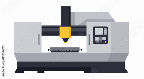 A modern CNC milling machine with a digital control panel, ready for industrial manufacturing.
