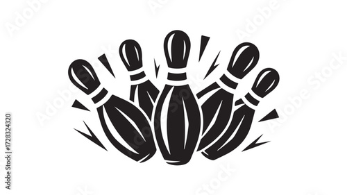 Dynamic bowling pins explode with energy and motion, capturing the thrill of a perfect strike and the excitement of the game.