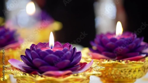 Serene Lotus Flower Candles Glowing with Warm Light.