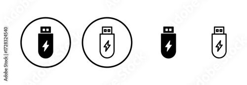 Usb icon logo design. Flash disk sign and symbol. flash drive sign. usb charging