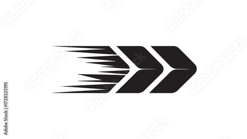 Dynamic abstract black and white graphic symbolizing forward motion, speed, and progress with sharp, evolving shapes creating a sense of momentum and innovation for modern design