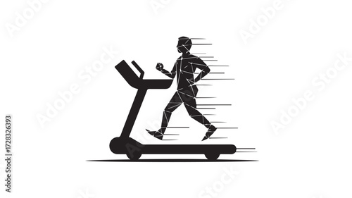 Dynamic silhouette of a person running on a treadmill, conveying speed, energy, and modern fitness, perfect for health and wellness promotions
