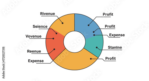 Pie chart showing revenue, expenses, and profit portions. Great for financial presentations, business reports, budget planning visuals, and accounting materials.