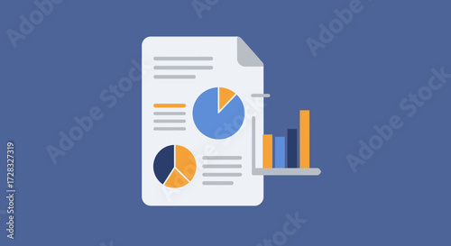 Suitable for business presentations, reports, data analysis. Shows charts essential for conveying statistical information in a visually appealing manner.