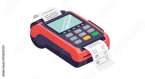 Red card payment machine with receipt ready to print. Ideal for businesses, retail stores or service providers for convenient transactions.