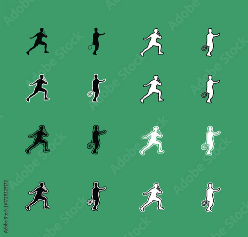 Collection of Tennis Sport Silhouettes serving forehand and backhand Perfect for sports graphics