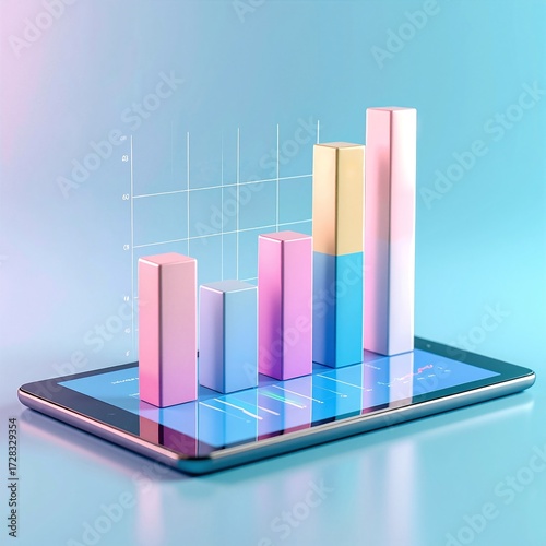 A sleek smartphone displaying vibrant graphs and charts on its screen, showcasing data trends and analytics in a modern, professional setting.