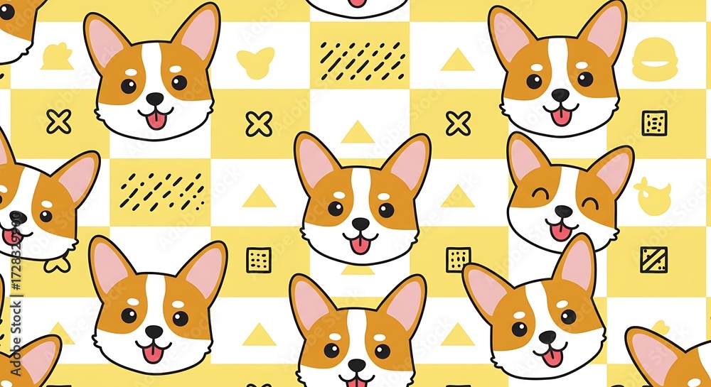 Obraz premium Cute dog faces pattern design