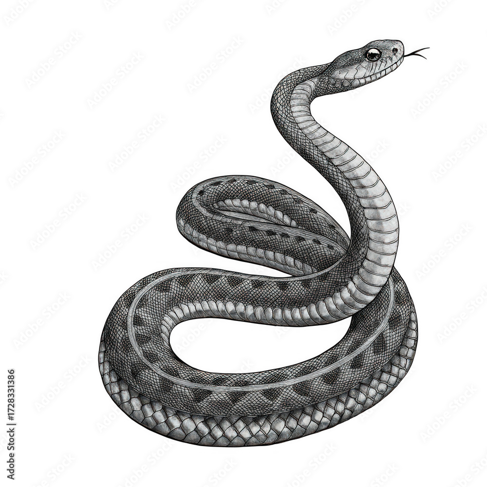Fototapeta premium Black snake serpent animal illustration isolated on a white background