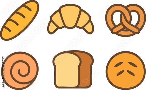 Assortment of freshly baked bread and pastries icons 1.
