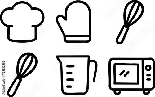 Cooking and Baking Utensils Icons Set.