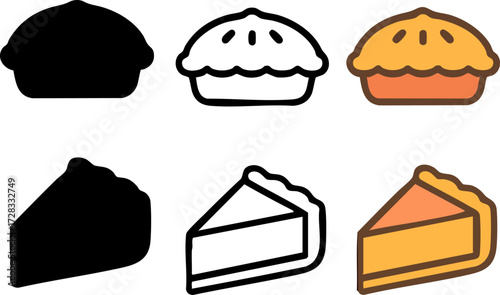 Delicious Pie and Slice Icon Set.