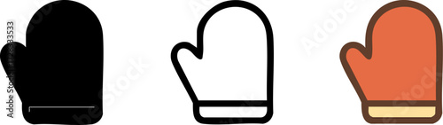 Oven Mitt Icon Set.