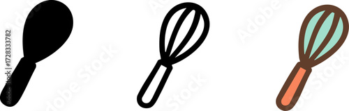 Whisk icon set for cooking and baking.