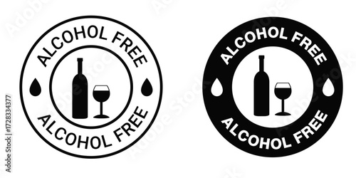 Alcohol Free Icon, Symbol, Vector, Badges Stock Illustration
