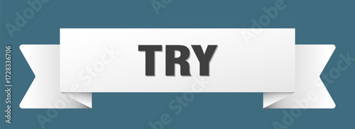 try ribbon isolated on transparent background. try ribbon