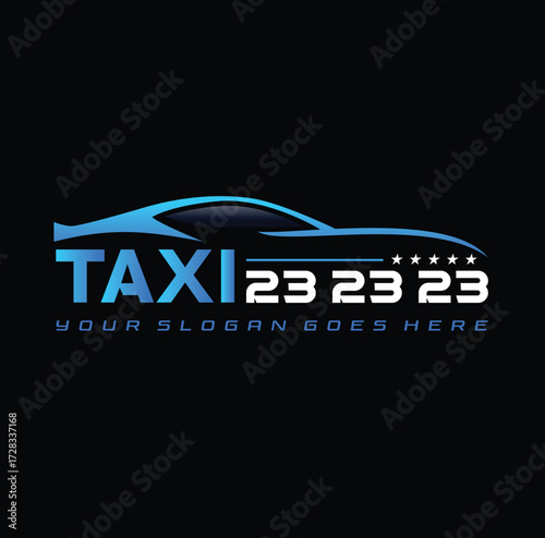 Blue Taxi Car Logo with Number and Star Emblems