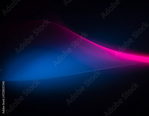 Flowing luminous waves of pink and blue light abstract background