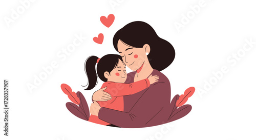 A loving mother embraces her daughter with affection and care.