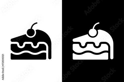 Classic Birthday Cake Silhouette Icon. Festive Holiday Dessert Symbol Illustration
