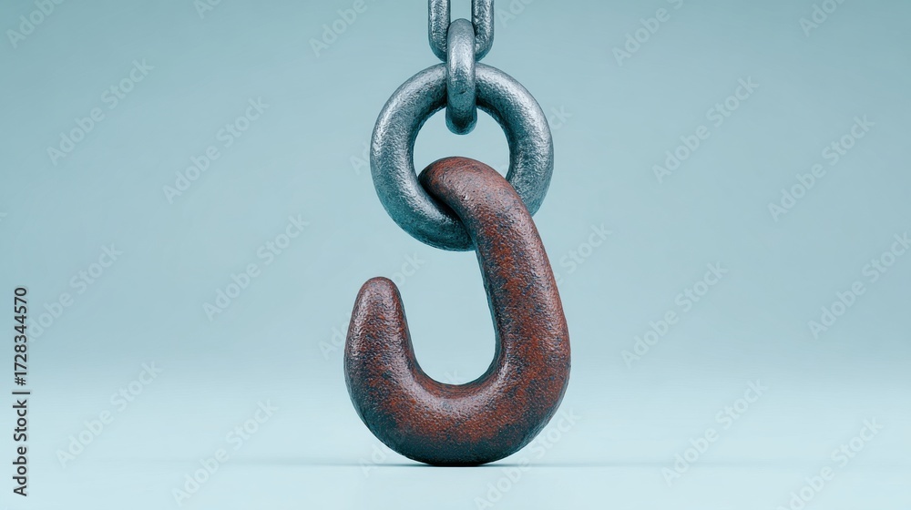 Obraz premium A rusty chain link with a hook on it