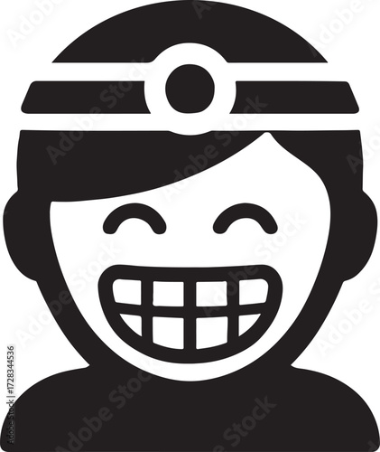 Patient face with smiling teeth silhouette icon, healthcare and dental design symbol for clinic and wellness.