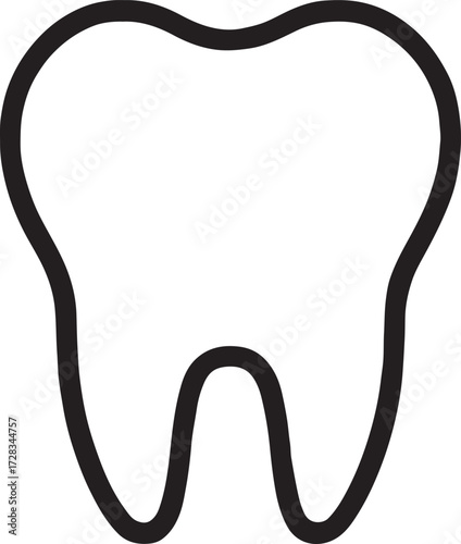 Tooth outline silhouette icon, dental health and hygiene symbol for dentistry, clinic, and oral care design.