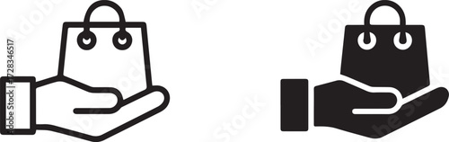 Vector art of hand holding shopping bag icon
