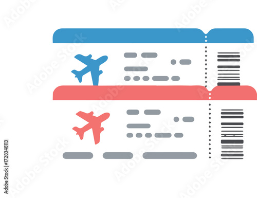Vector art of two airplane tickets