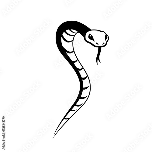 Boa Constrictor. Boa Constrictor simple black and white line art vector logo