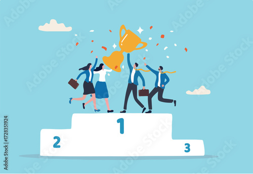 Business challenge, overcome difficulty or obstacle to achieve business success, effort, skill or aspiration to solve problem concept, ambitious businessman jump over hurdles to find higher obstacles.