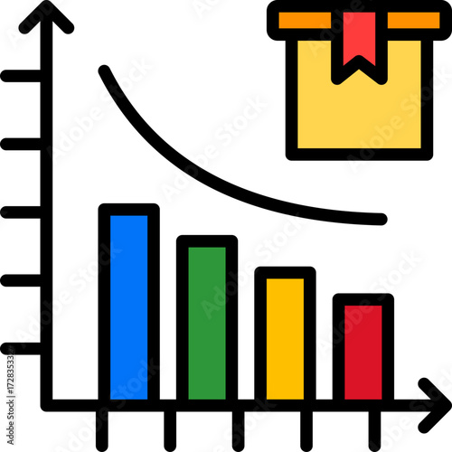 Demand Curve lineal color icon
