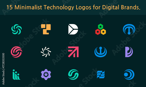 Creative logo collection, media and creative idea logo design template. tech, logo design, color logo.