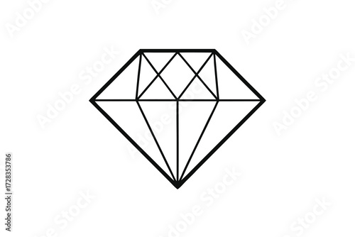Simple Diamond Outline Illustration for Jewelry Gemstone and Treasure Concepts