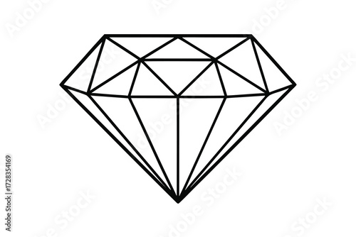 Simple Line Art Diamond Illustration for Coloring Pages or Design Elements