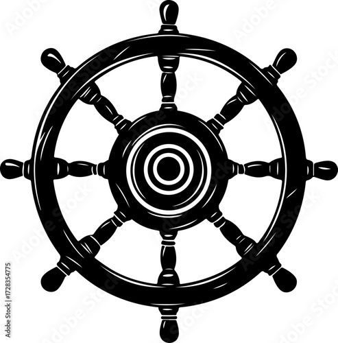Ship Steering Wheel silhouette vector illustration
