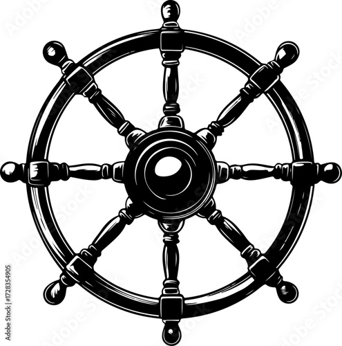 Ship Steering Wheel silhouette vector illustration