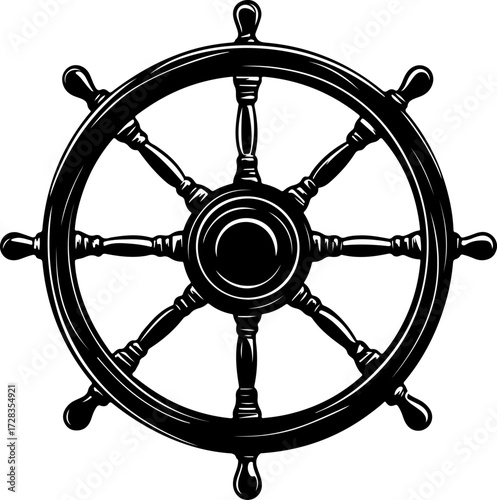 Ship Steering Wheel silhouette vector illustration
