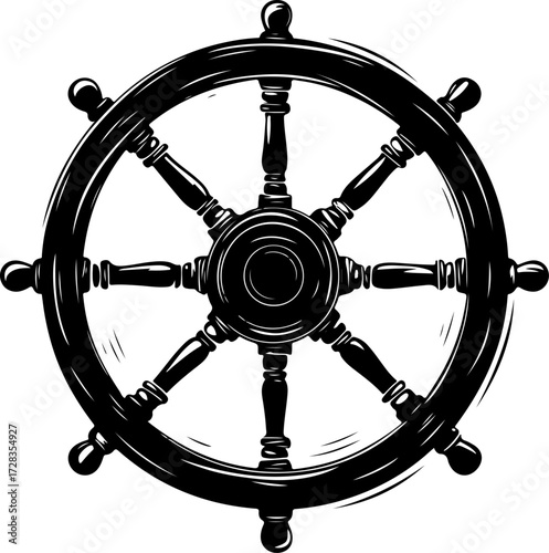 Ship Steering Wheel silhouette vector illustration